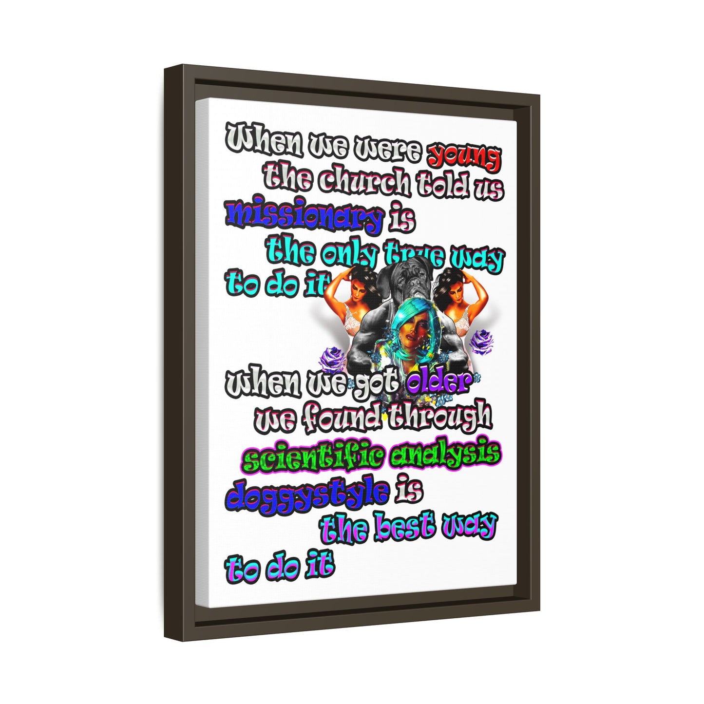 doggystyle - framed canvas art (white)