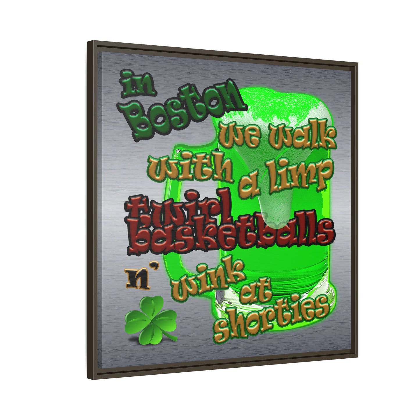 celtics logo - framed canvas art (brushed nickel)