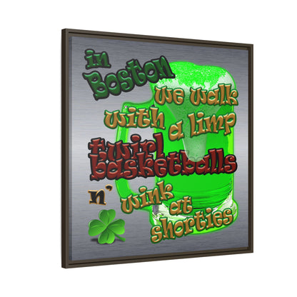 celtics logo - framed canvas art (brushed nickel)