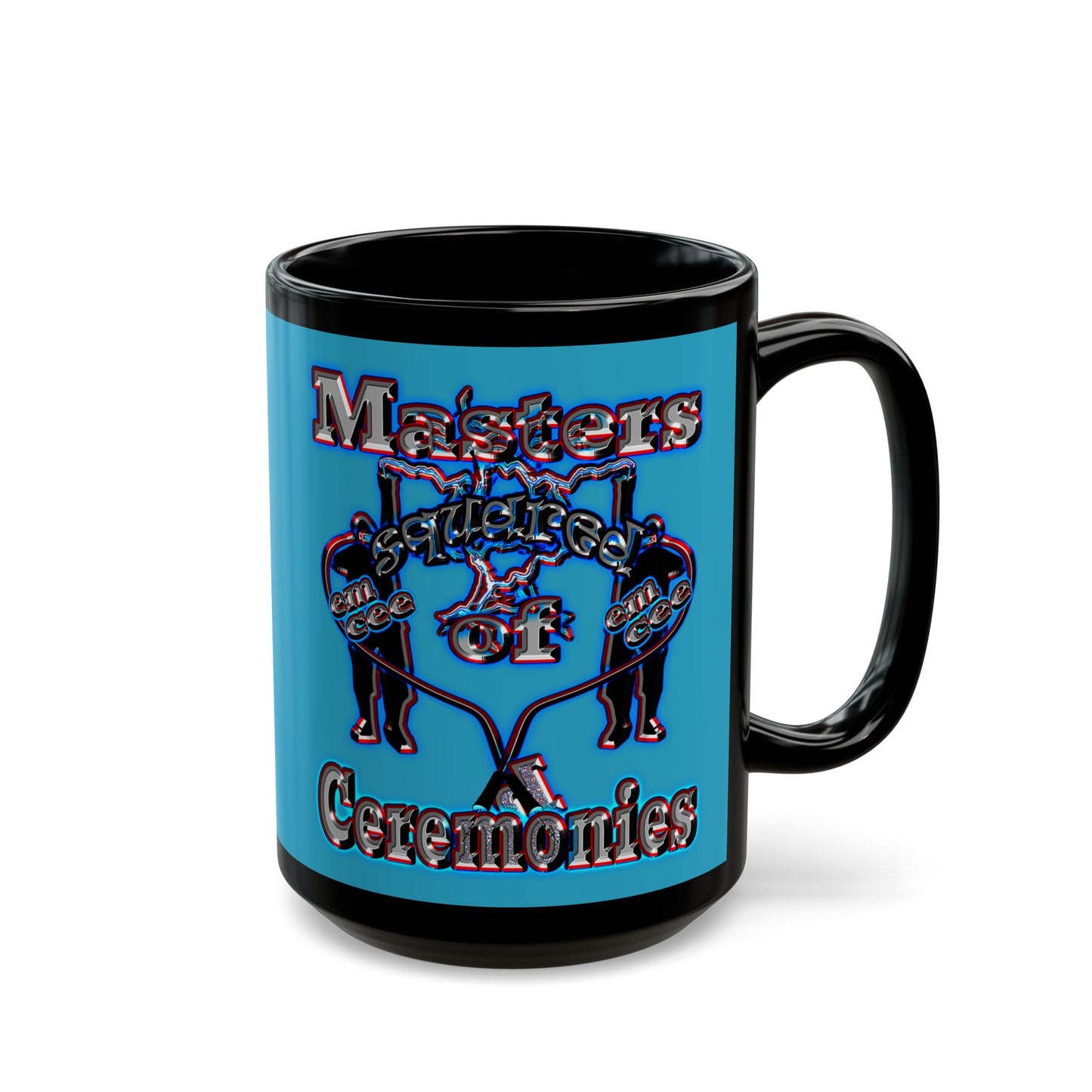 em cee squared - Black Mug (turquoise)
