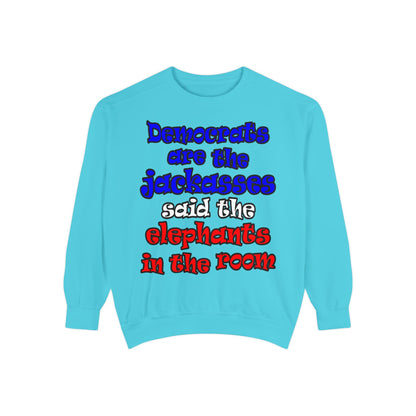 donkeys and elephants - Unisex Garment-Dyed Sweatshirt