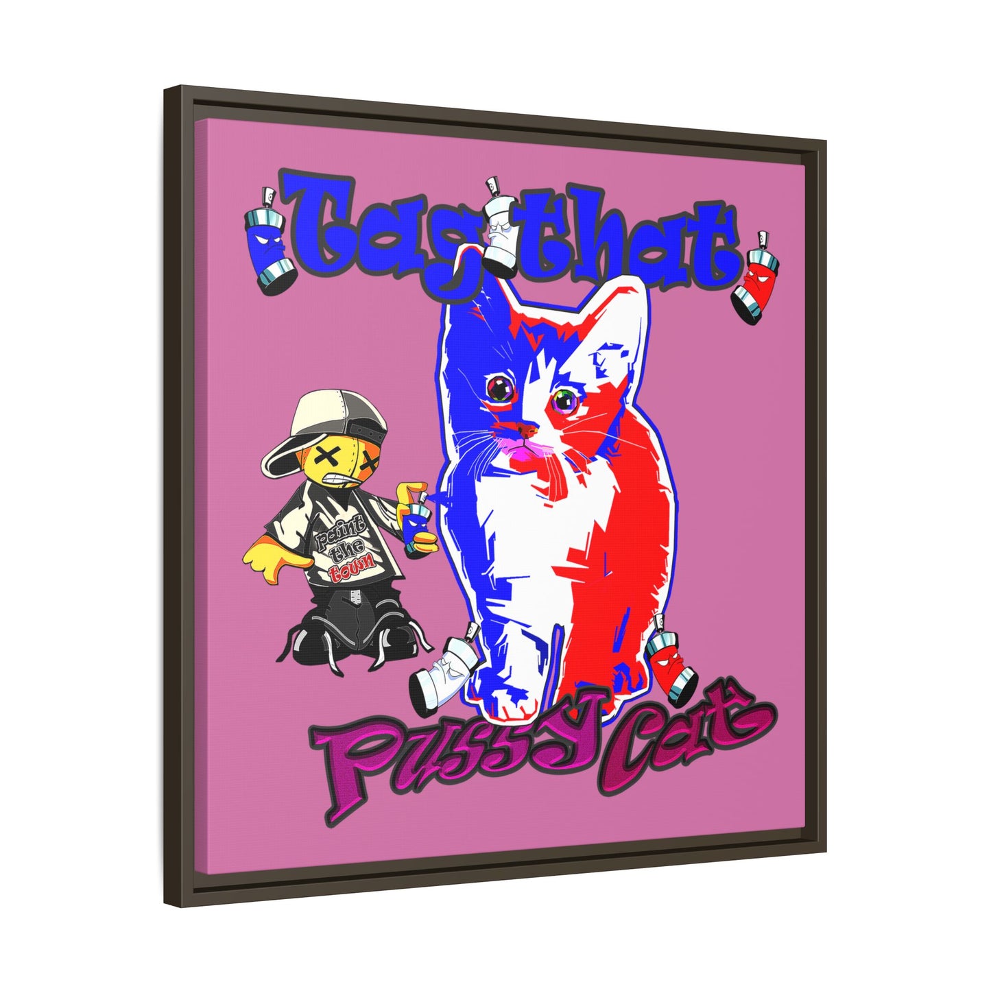 tag that - framed canvas art (light pink)
