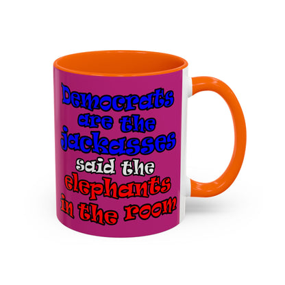 donkeys and elephants - Accent Mug (pink)