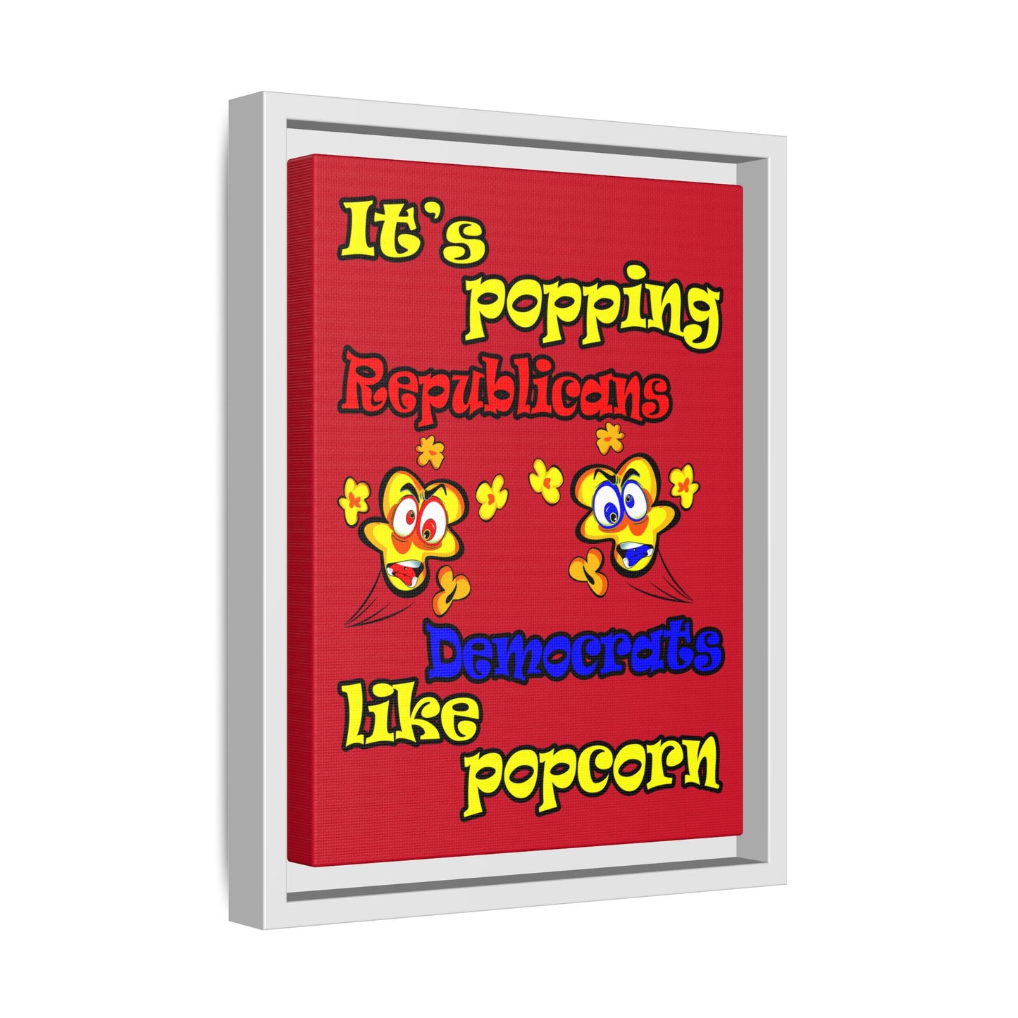 popping like popcorn - framed canvas art (dark red)