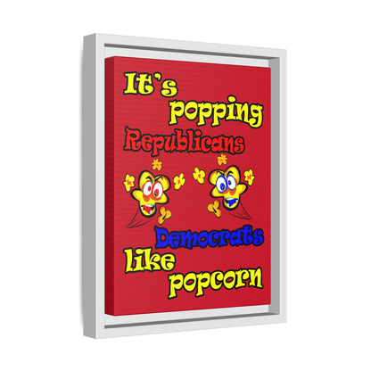 popping like popcorn - framed canvas art (dark red)