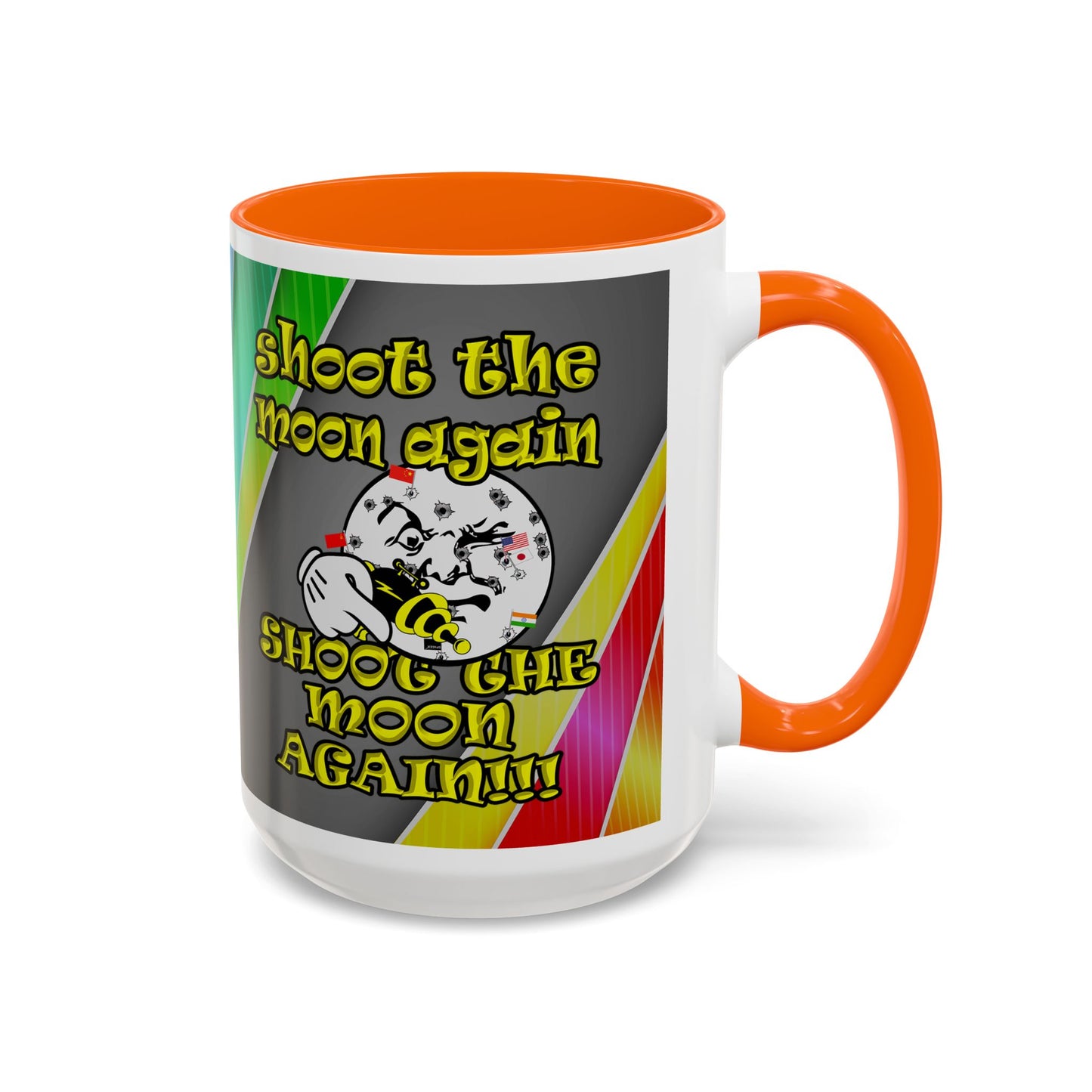 shoot the moon again - Accent Mug (rainbow split)
