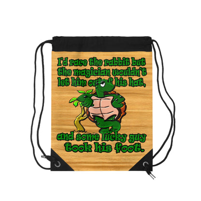 turtle race - Drawstring Bag (butterscotch wood finish)