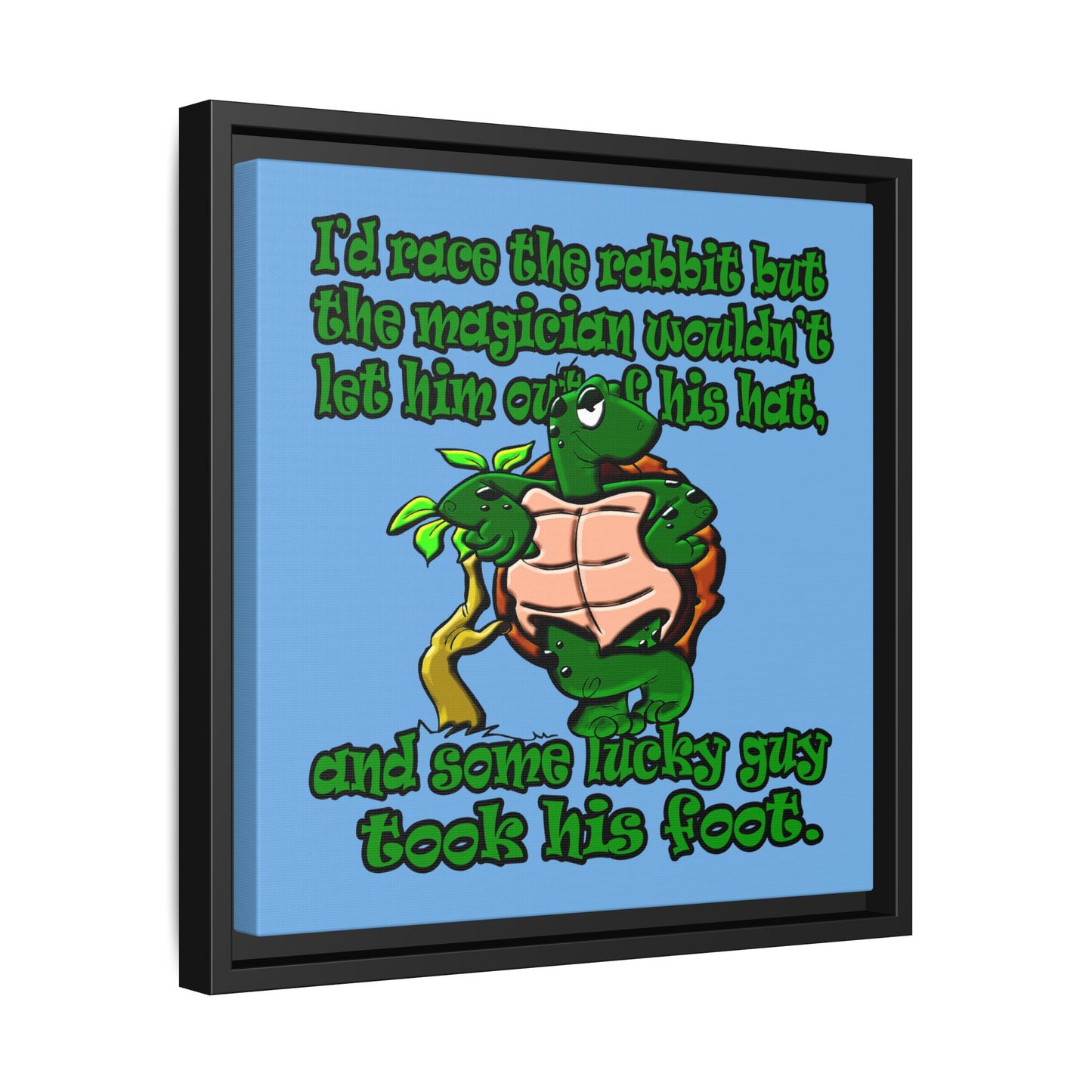 turtle race - framed canvas art (light blue)