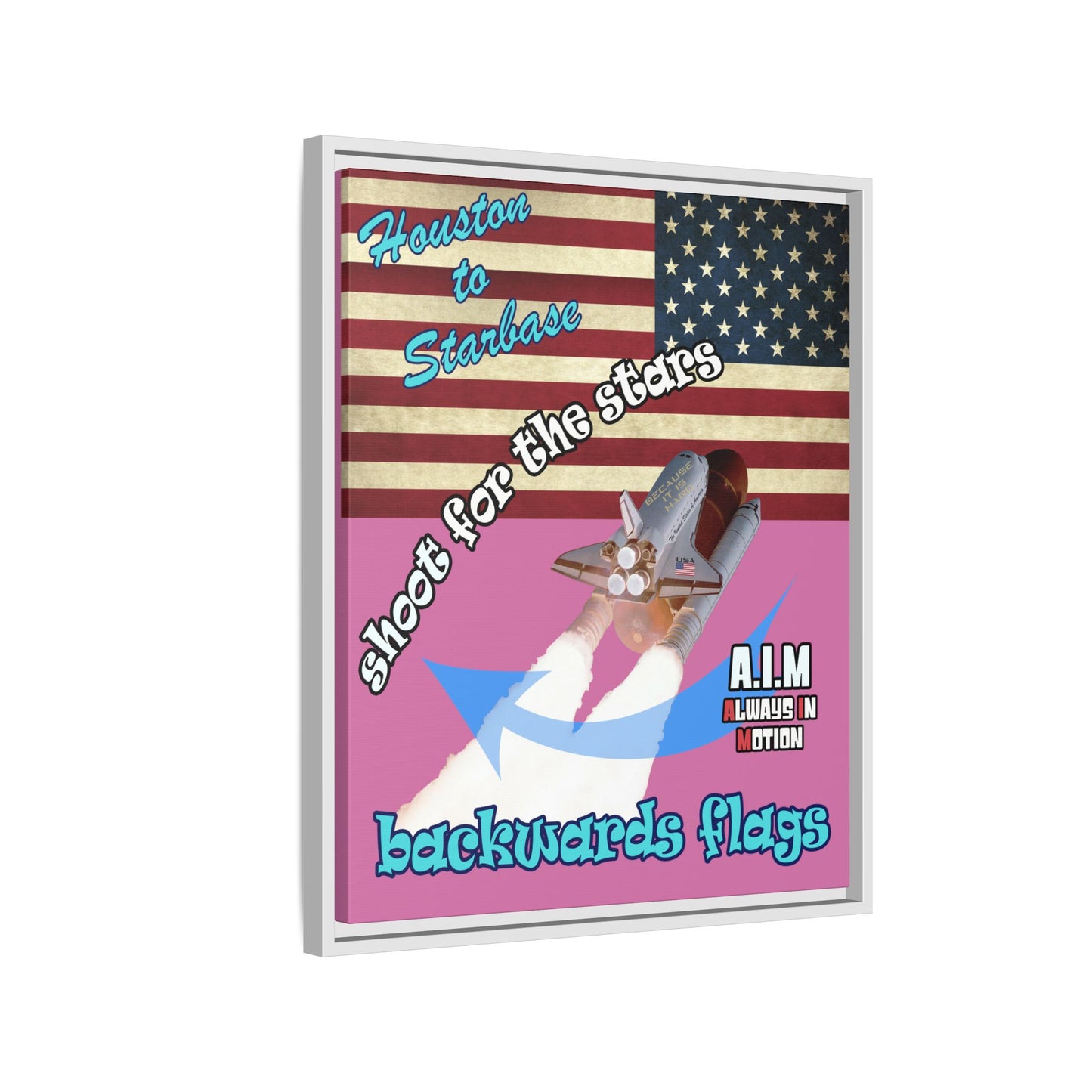 shoot for the stars - framed canvas art (light pink)