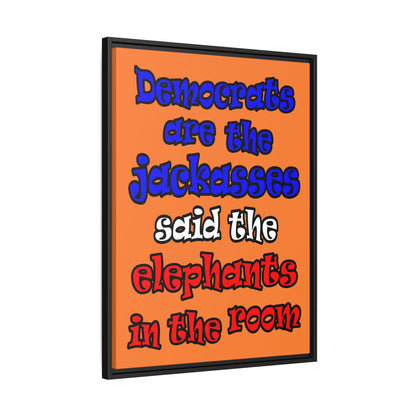 donkeys and elephants - framed canvas art (crusta)