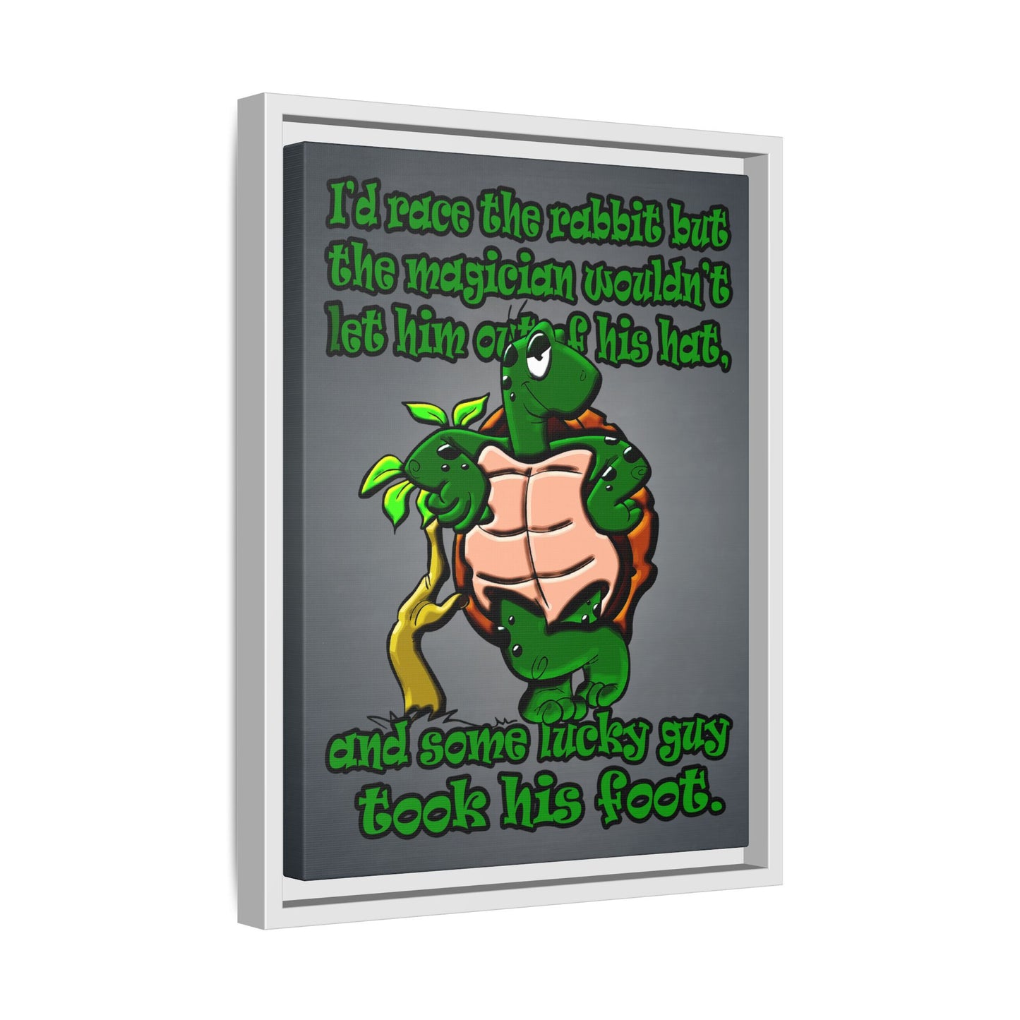turtle race - framed canvas art (grey-light grey)