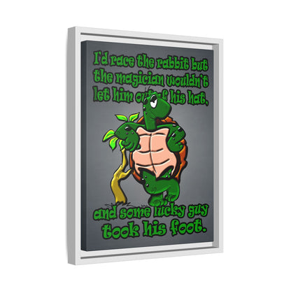 turtle race - framed canvas art (grey-light grey)