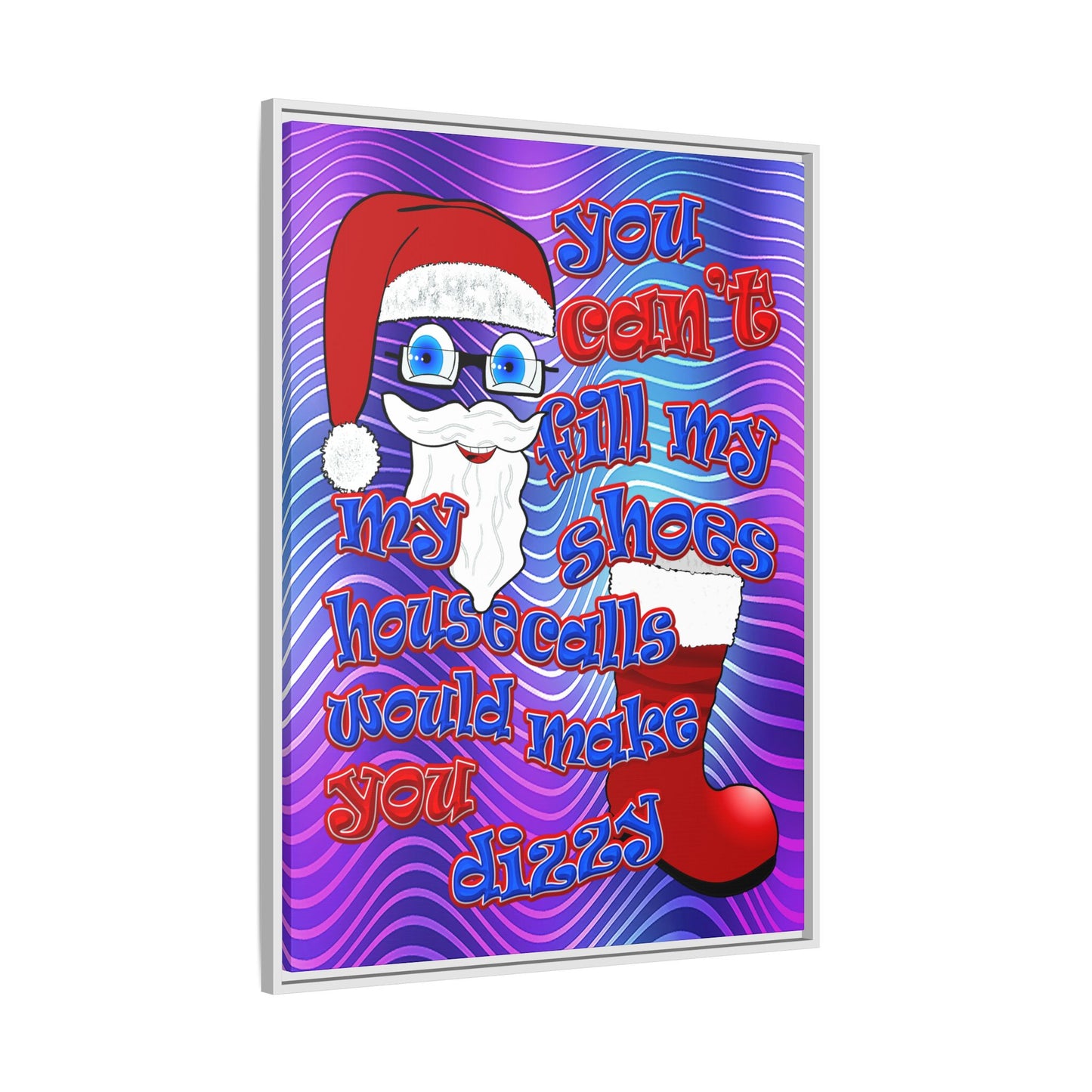 santa's shoes - framed canvas art (purple wave)