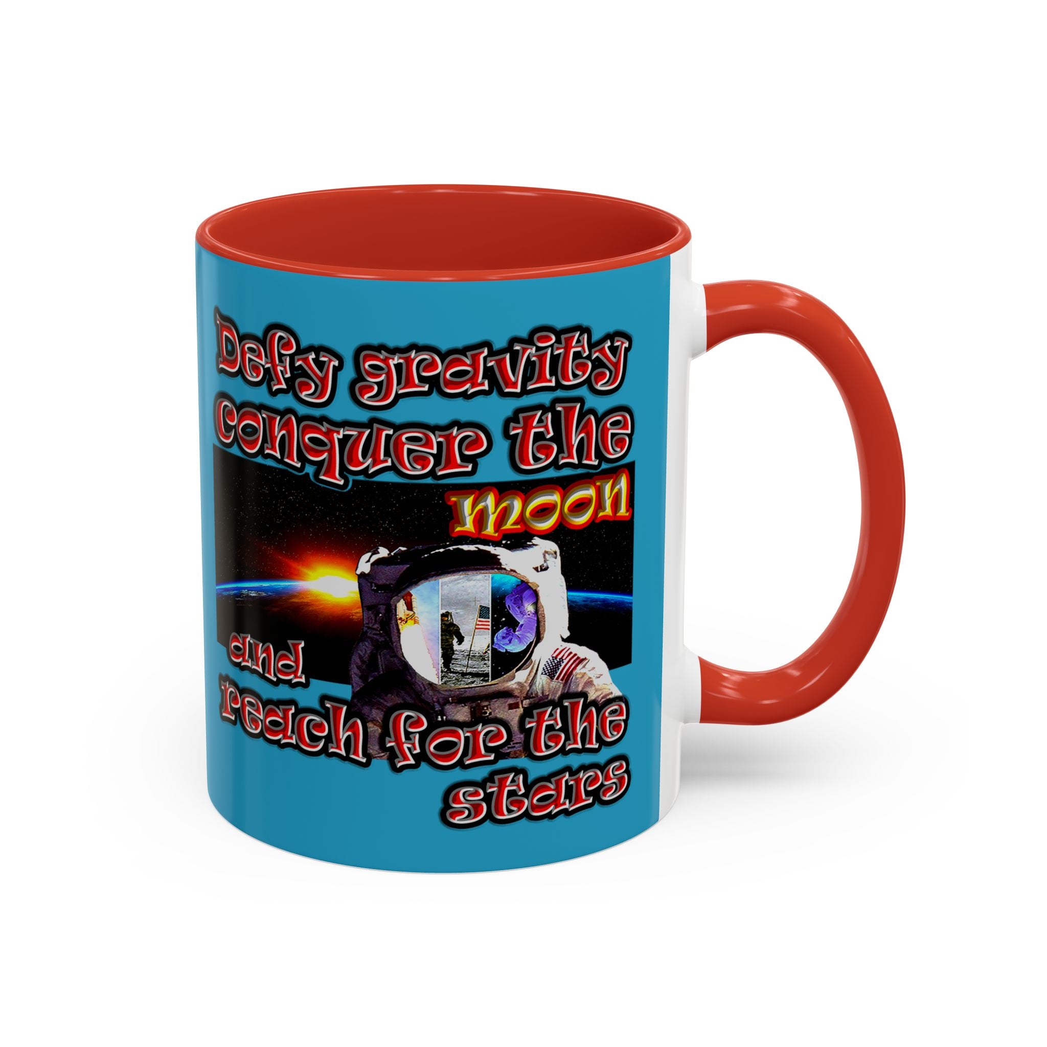 defy conquer reach - Accent Mug (turquoise)
