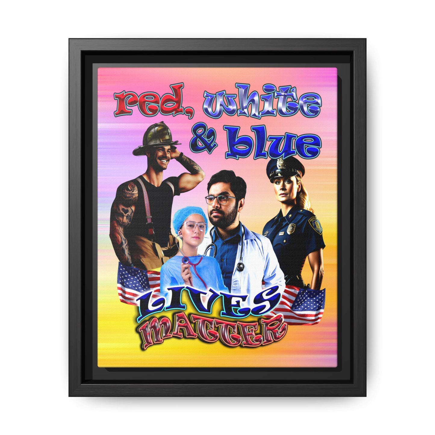 rw&b lives matter - framed canvas art (color blur)