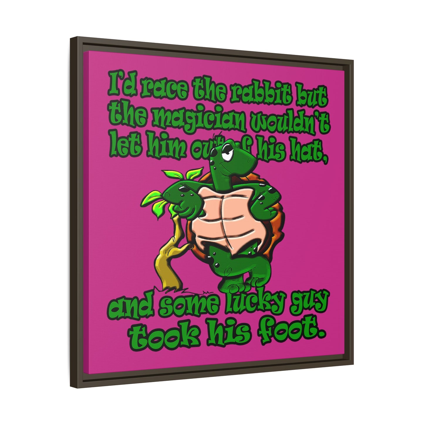 turtle race - framed canvas art (pink)
