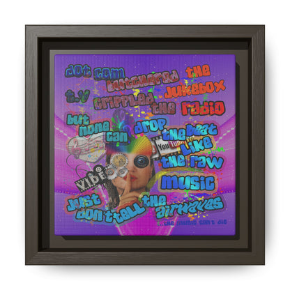 drop the beat - framed canvas art (purple-pink wave)