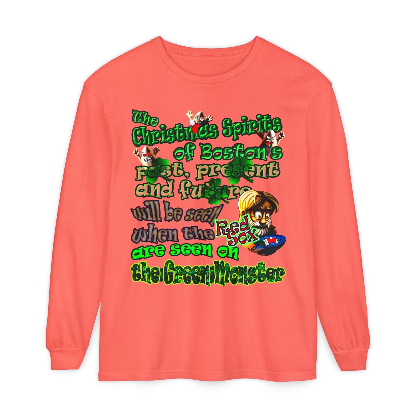 christmas spirits of boston - Unisex Garment-dyed Long Sleeve T-Shirt