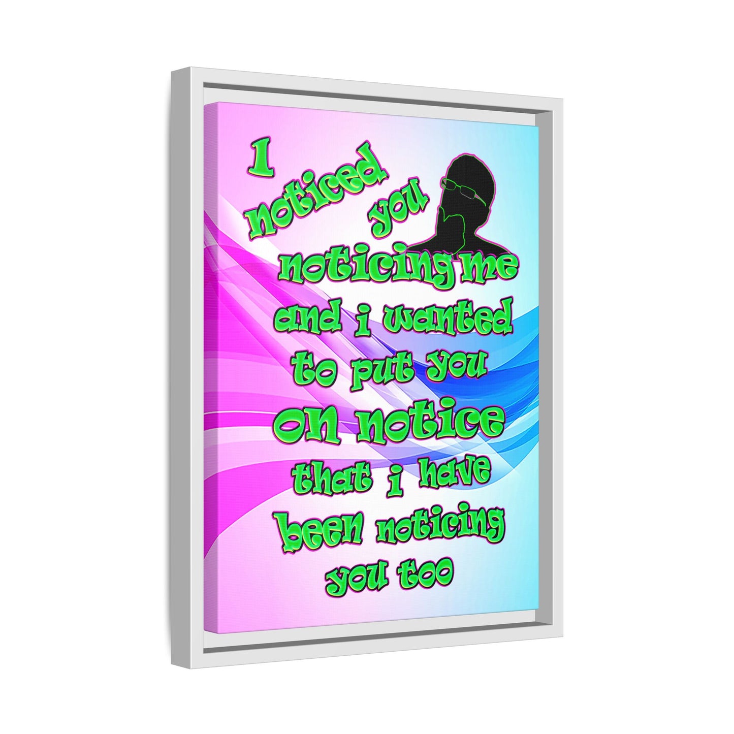 noticed you noticing - framed canvas art (light blue-pink wave)