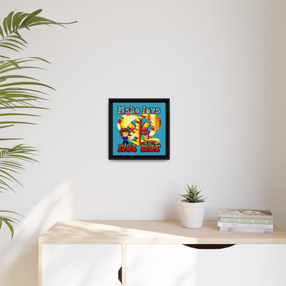 love peace - framed canvas art (turquoise)