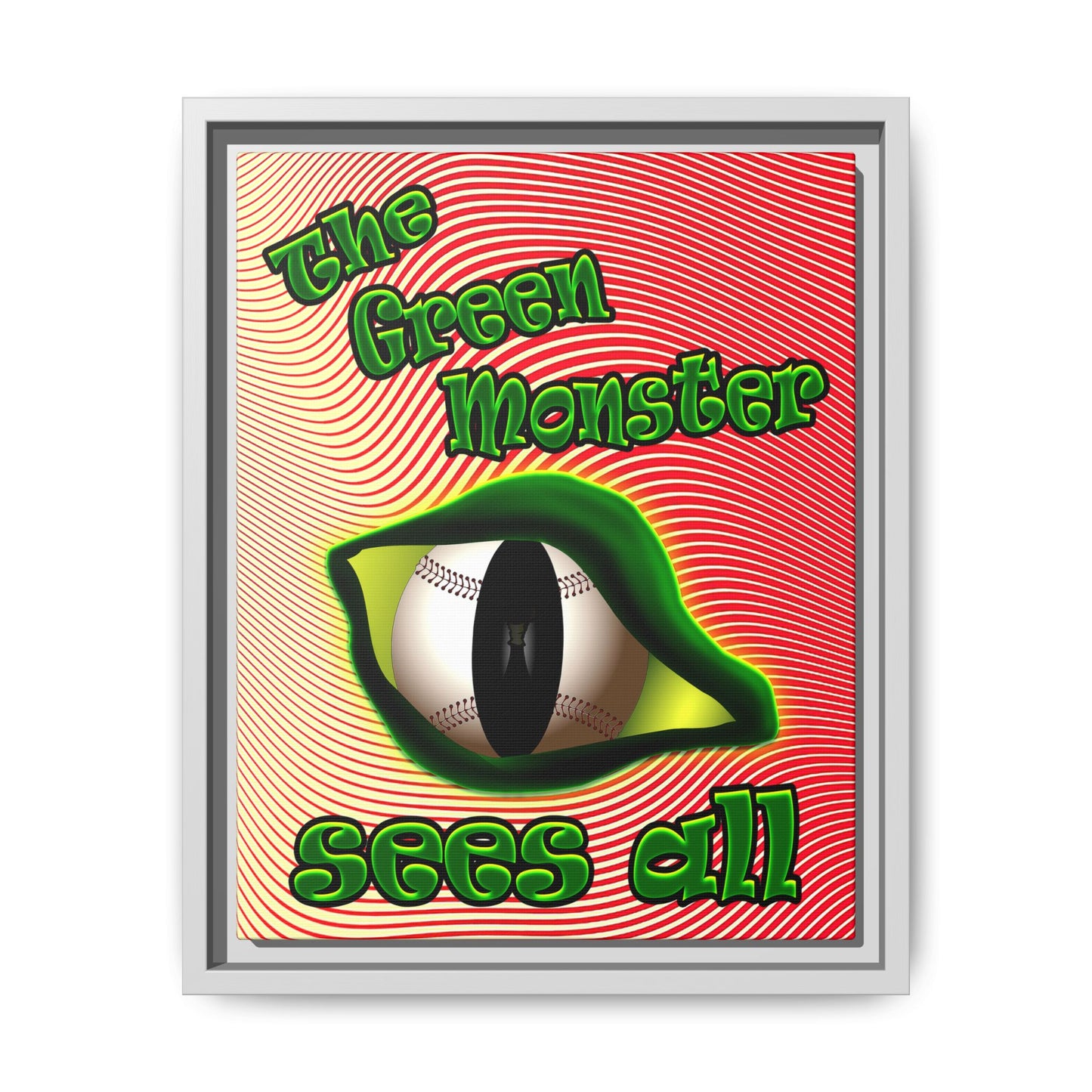 green monster - framed canvas art (yellow-orange wave)