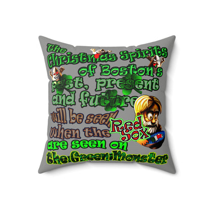 christmas spirits of boston - Faux Suede Square Pillow - (grey)