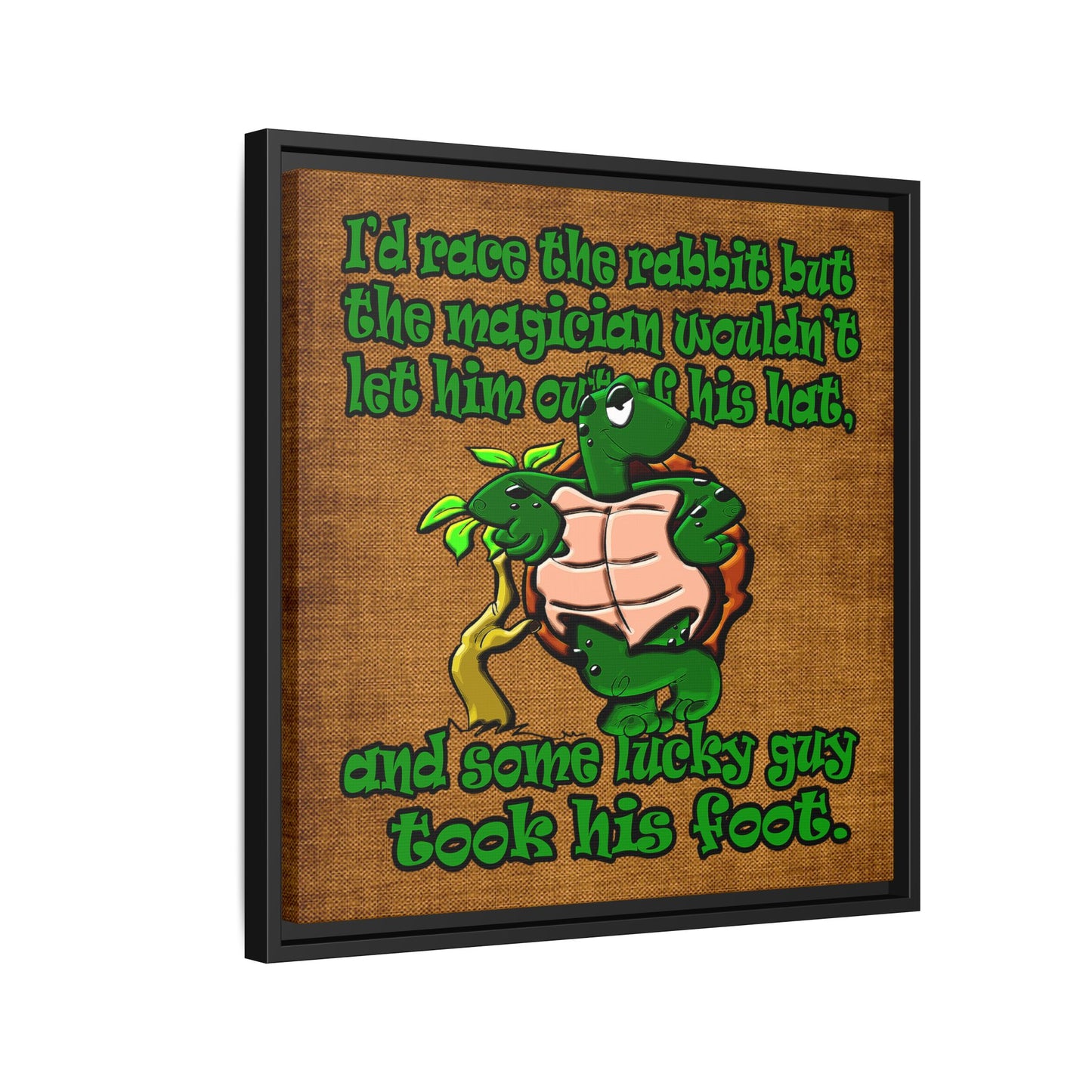 turtle race - framed canvas art (brown papyrus)