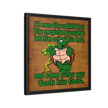 turtle race - framed canvas art (brown papyrus)