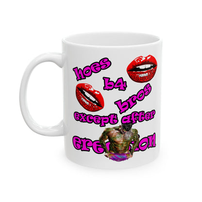 hoes b4 bros - White Mug (white)
