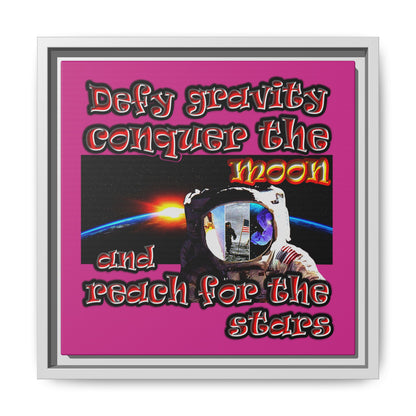 defy conquer reach - framed canvas art (pink)