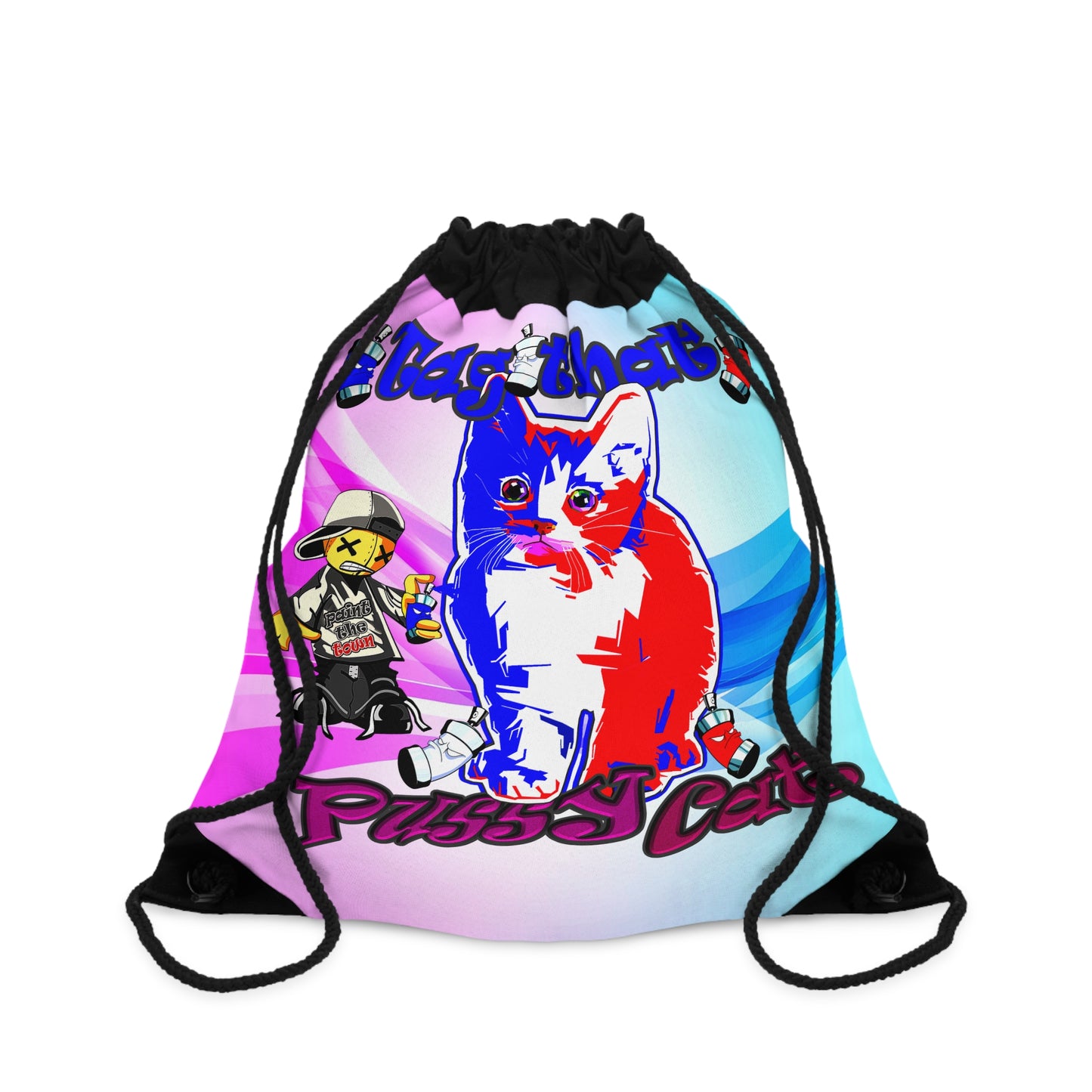 tag that - Drawstring Bag (light blue-pink wave)