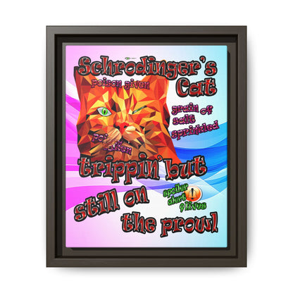 schrodinger's cat - framed canvas art (light blue-pink wave)