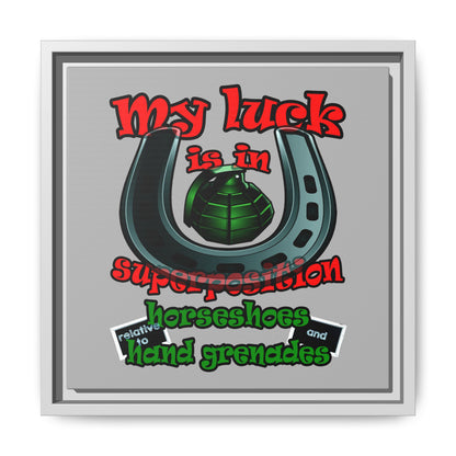my luck - framed canvas art (light grey)