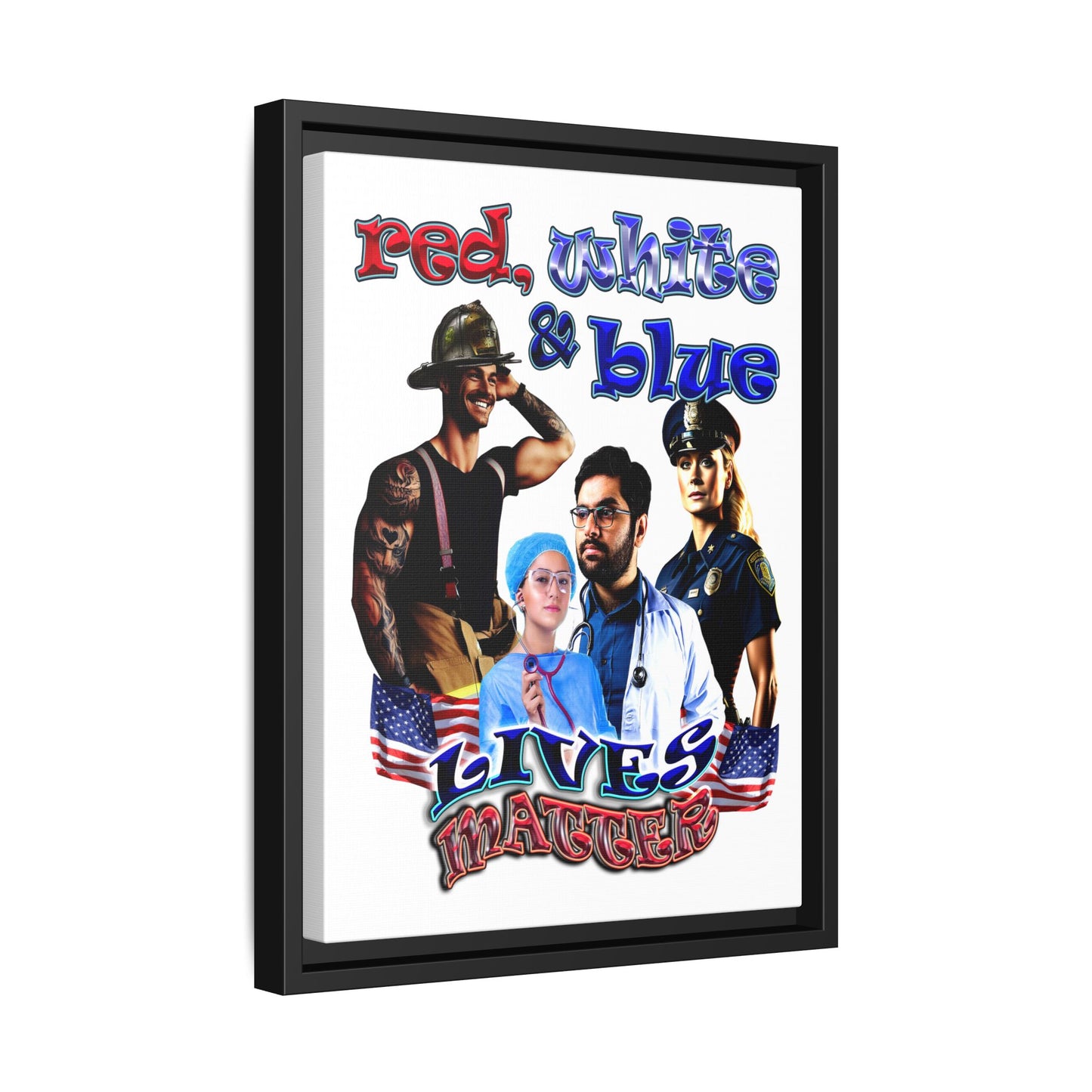 rw&b lives matter - framed canvas art (white)