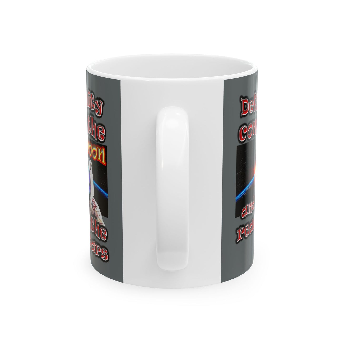 defy conquer reach - White Mug (dark grey)