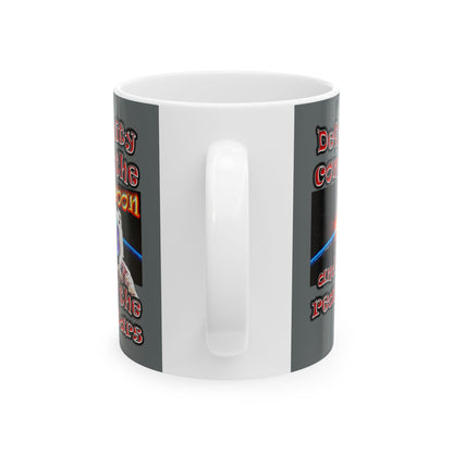 defy conquer reach - White Mug (dark grey)