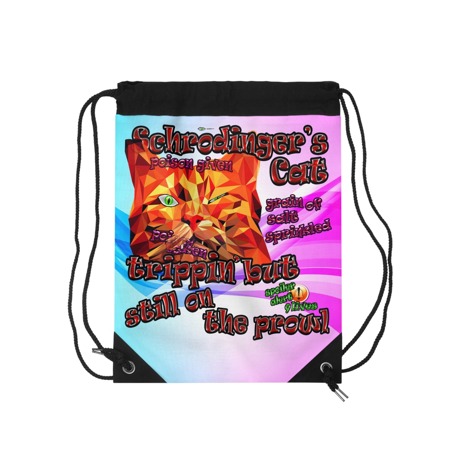 schrodinger's cat - Drawstring Bag (light blue-pink wave)