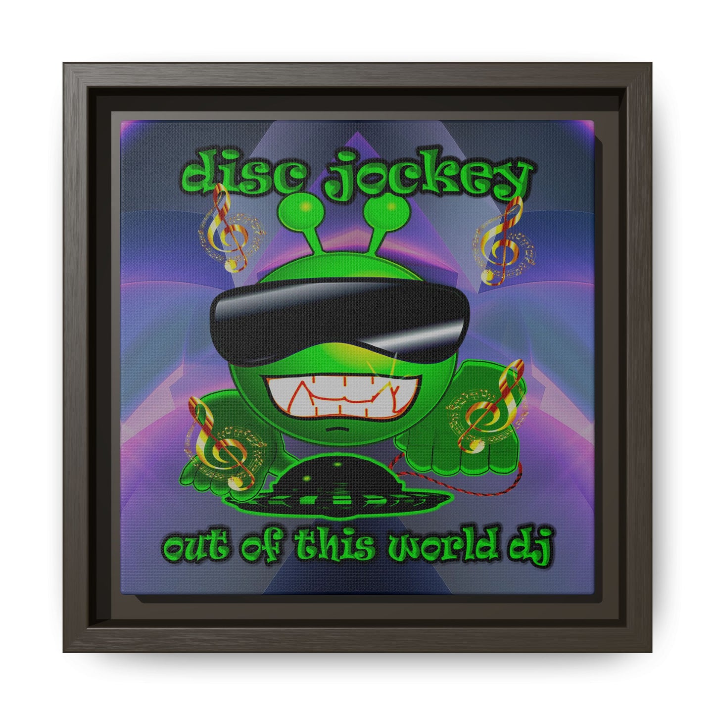 disc jockey - framed canvas art (grey-pink wave)