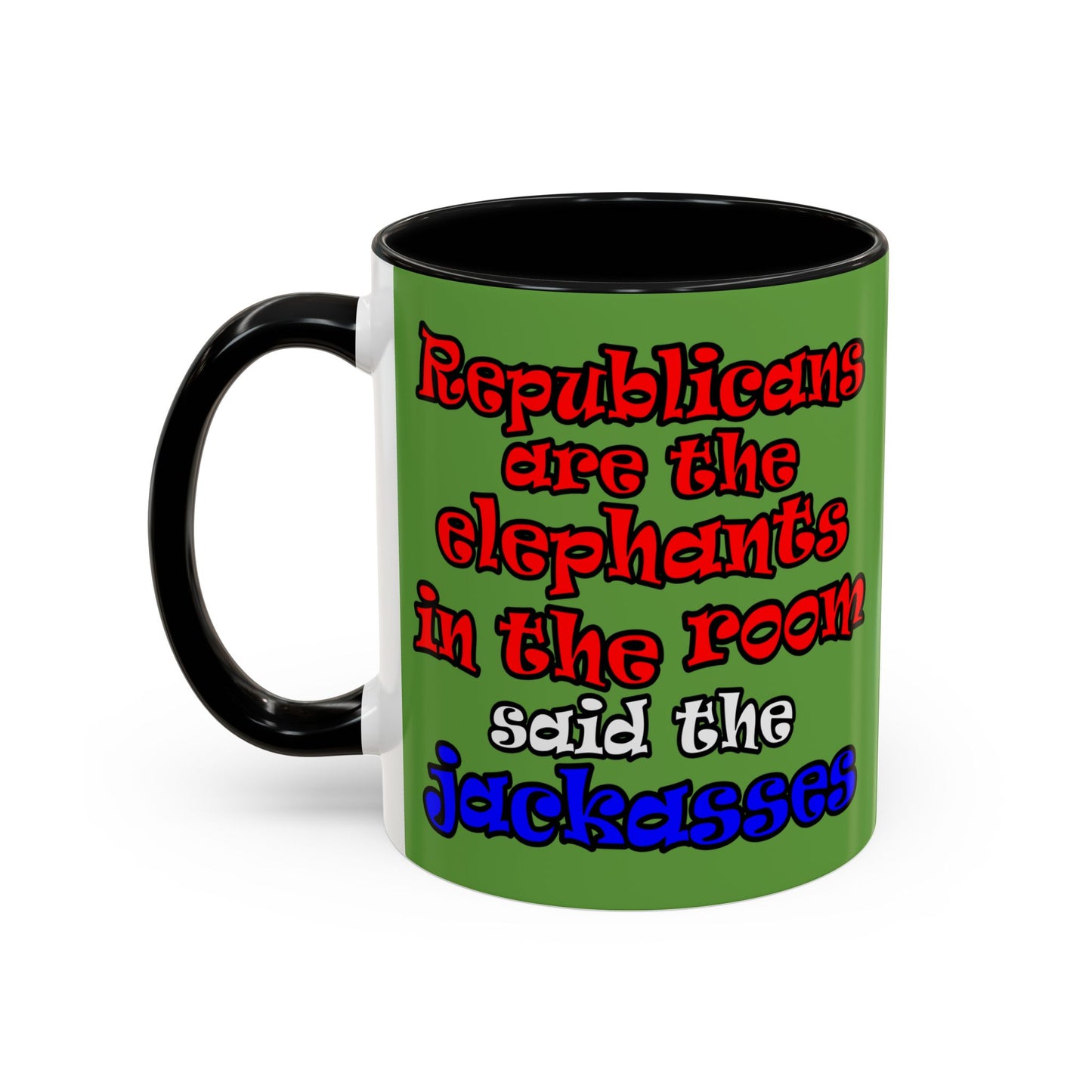 donkeys and elephants - Accent Mug (green)