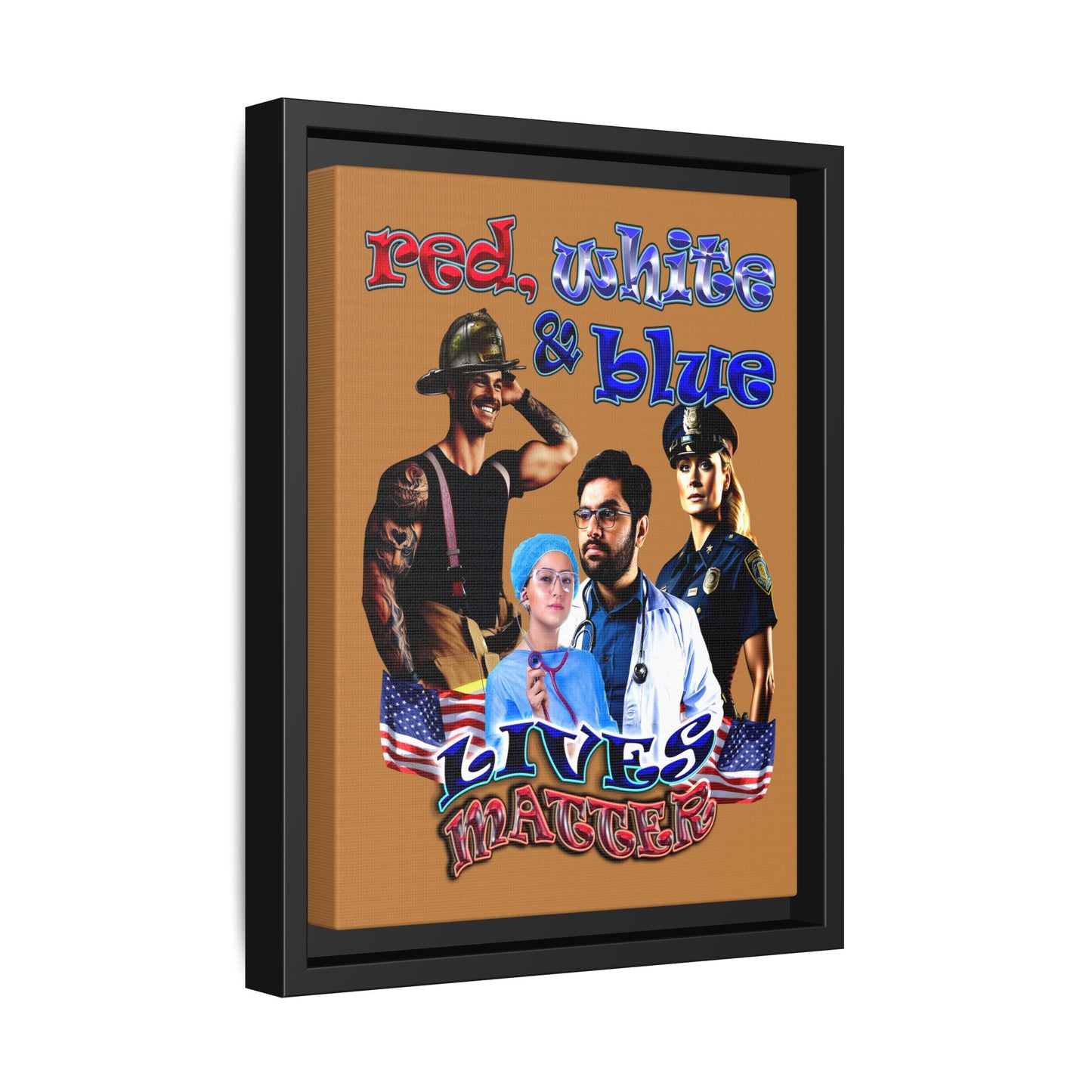 rw&b lives matter - framed canvas art (light brown)