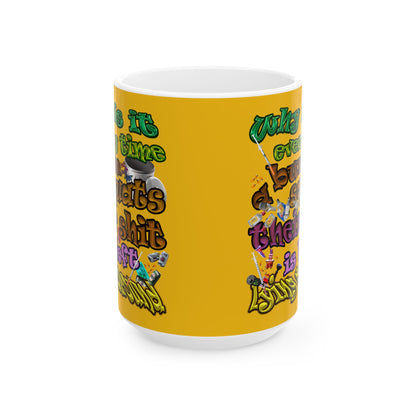 the bum's shit - White Mug (yellow)