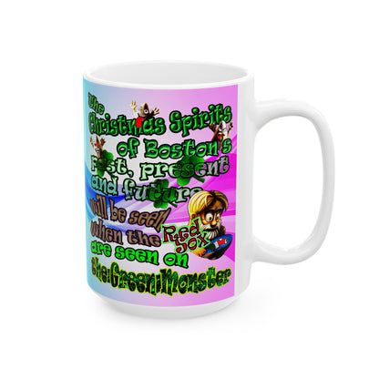 christmas spirits of boston - White Mug (light blue-pink wave)
