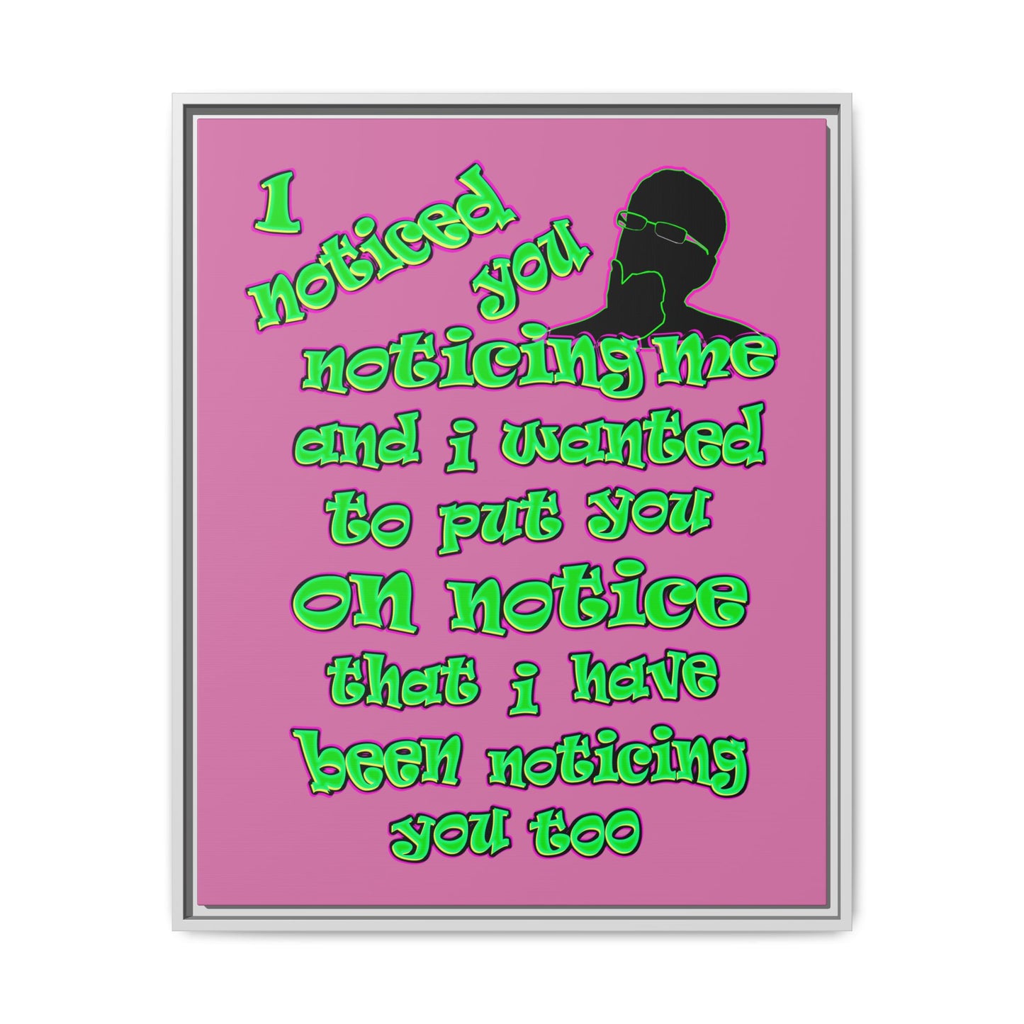 noticed you noticing - framed canvas art (light pink)