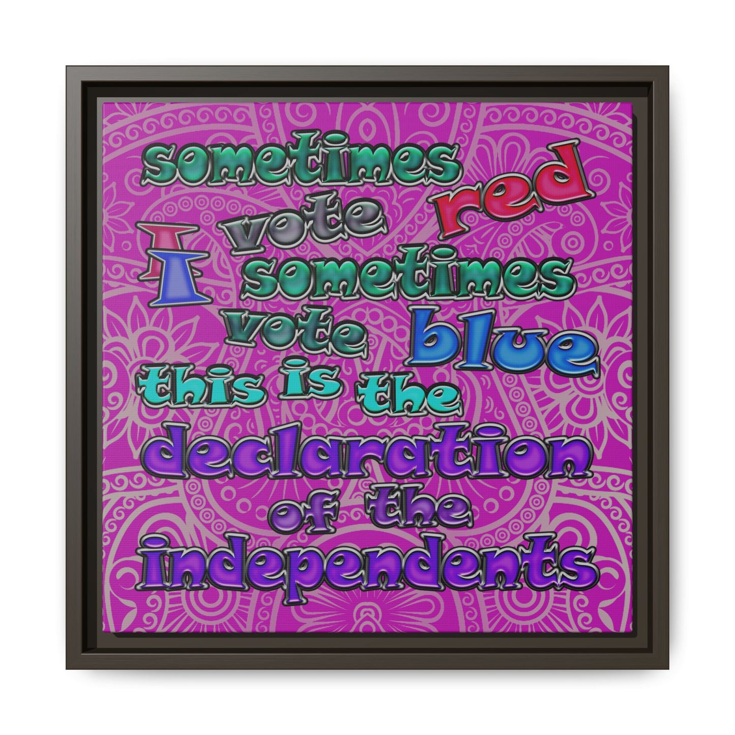 declaration of the independents - framed canvas art (pink swirl)