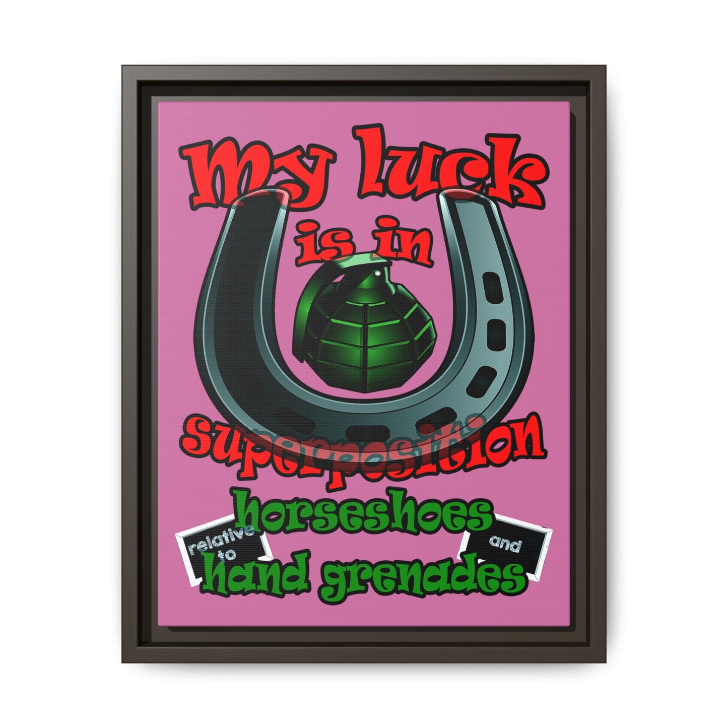 my luck - framed canvas art (light pink)