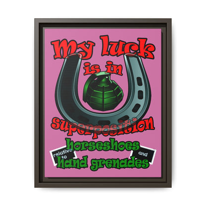 my luck - framed canvas art (light pink)
