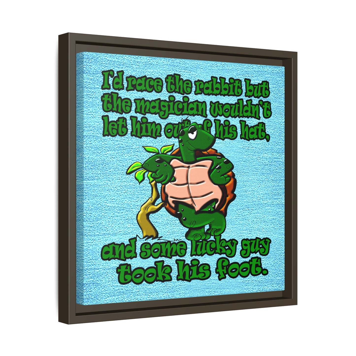 turtle race - framed canvas art (faded blue)