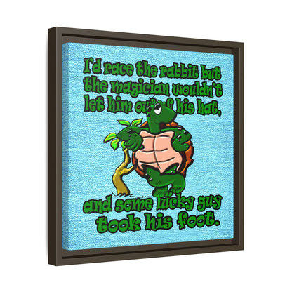 turtle race - framed canvas art (faded blue)
