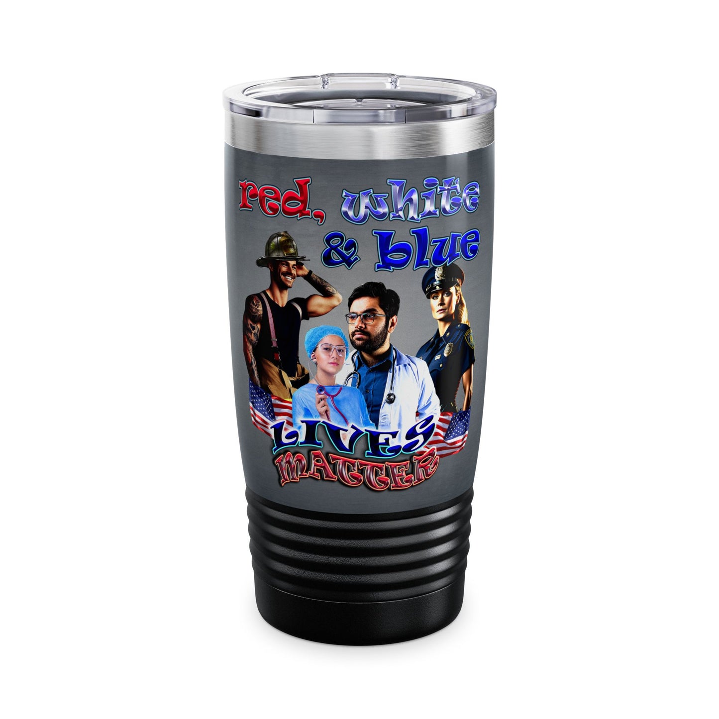 rw&b lives matter - Ringneck Tumbler, 20oz (grey-light grey)