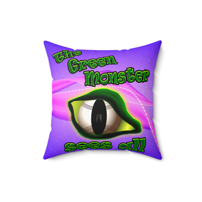 green monster - Spun Polyester Square Pillow - (purple-pink wave)